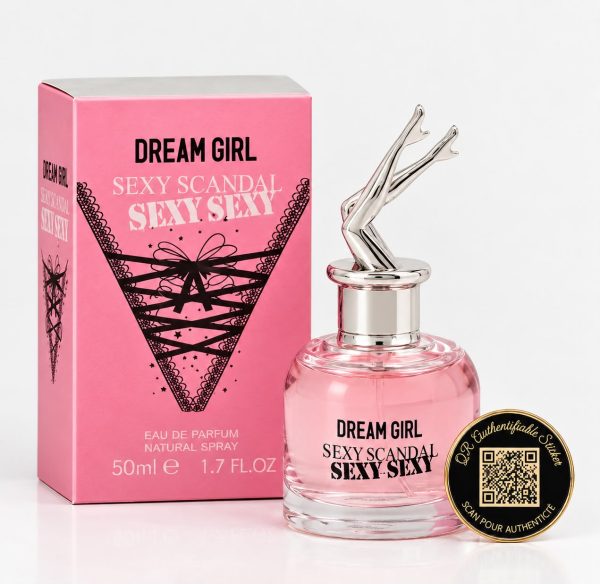 SEXY SCANDAL DREAM GIRL AVEC QR CODE (Un parfum de 50ML sur-mesure dont le QR code gravé sur le flacon réveille vos plus beaux souvenirs en photos, vidéos et audio.)