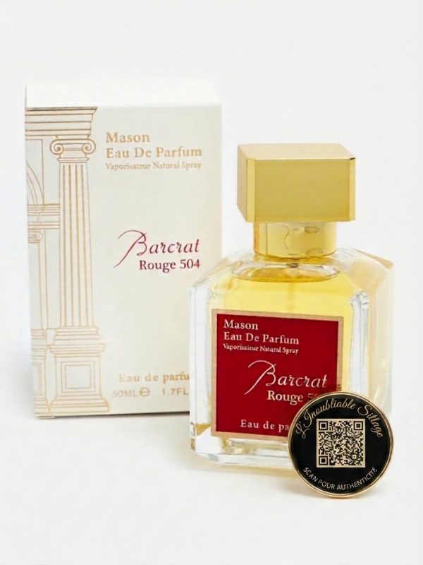 BARCRAT ROUGE AVEC QR CODE (Un parfum de 50ML sur-mesure dont le QR code gravé sur le flacon réveille vos plus beaux souvenirs en photos, vidéos et audio.)