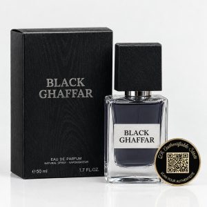 BLACK GHAFFAR AVEC QR CODE (Un parfum de 50ML sur-mesure dont le QR code gravé sur le flacon réveille vos plus beaux souvenirs en photos, vidéos et audio.)